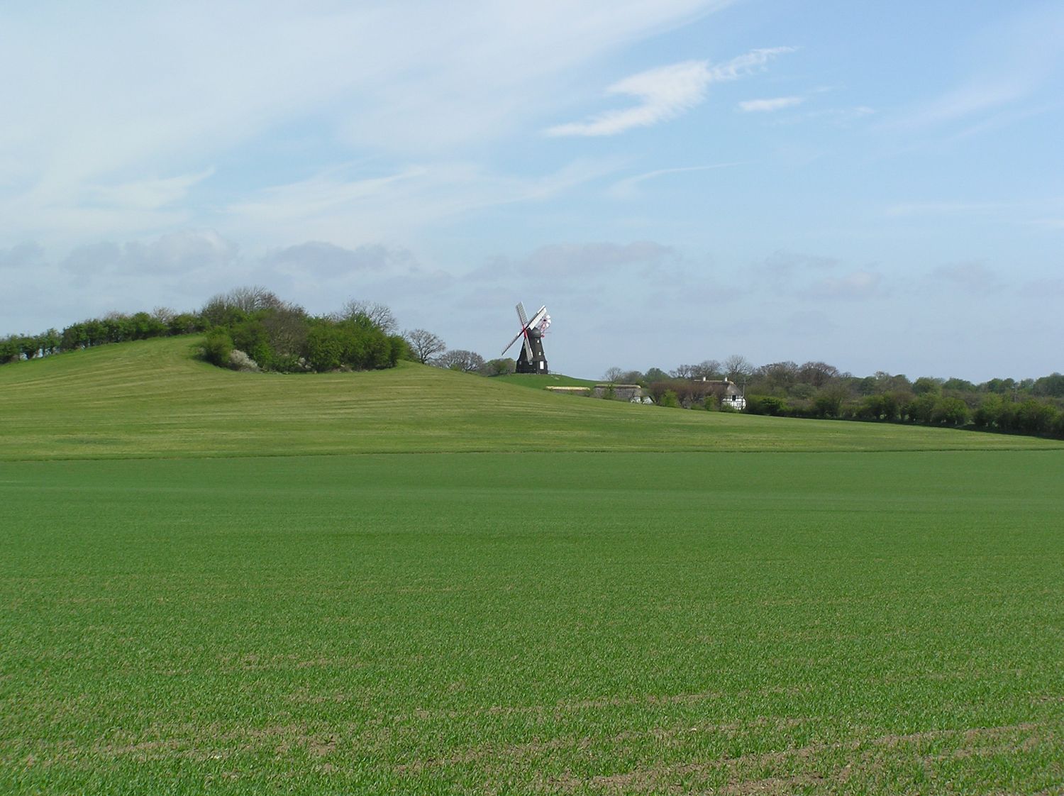 Landskab med mølle